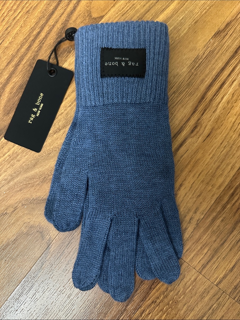 rag & bone Ribbed Knit Gloves in Blue